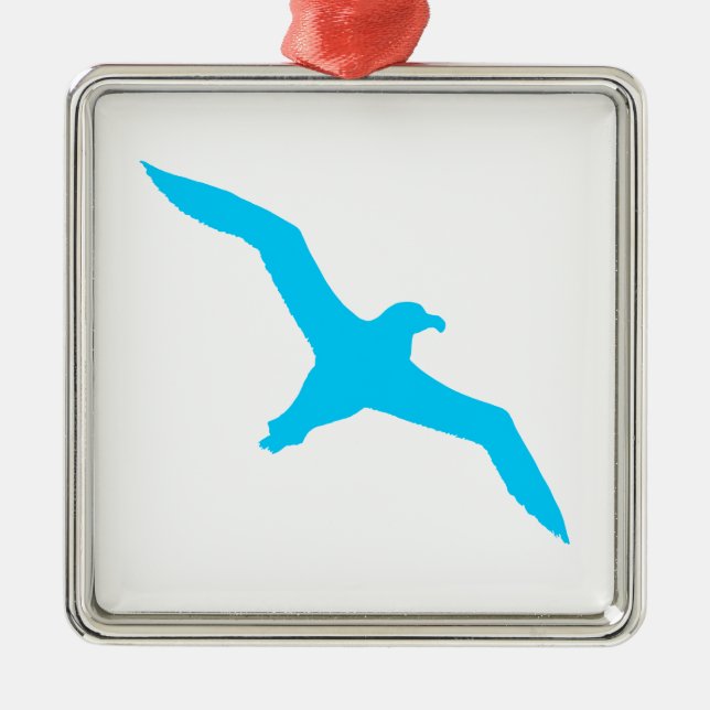 Aqua Blue Albatross Metal Tree Decoration (Front)
