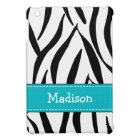 Aqua Blue and Black Zebra Print