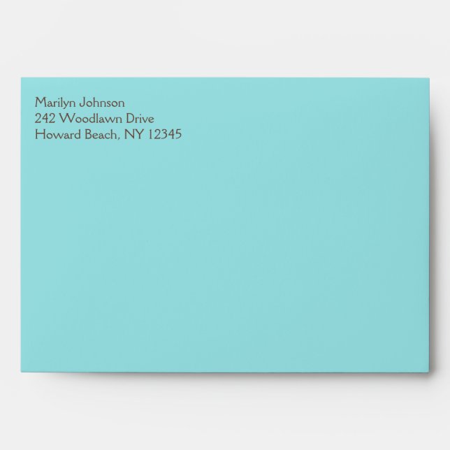 Aqua Blue and Brown Envelope for 5"x7" Sizes (Front)