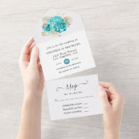 Aqua Blue and Gold Floral Wedding