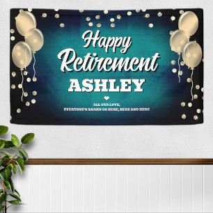 Aqua Blue and Gold Happy Retirement  Banner