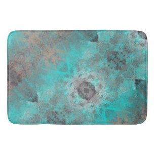 Aqua Blue and Grey decorative Bath Mat