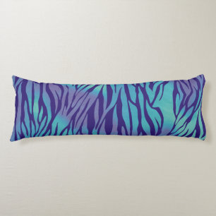 Aqua Blue And Purple Zebra Stripes Body Cushion