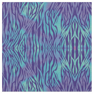 Aqua Blue And Purple Zebra Stripes Fabric