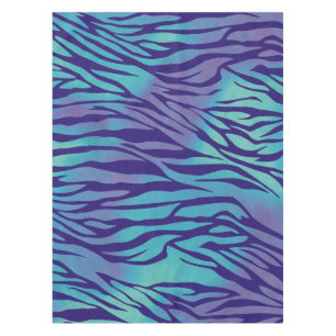Aqua Blue And Purple Zebra Stripes Tablecloth