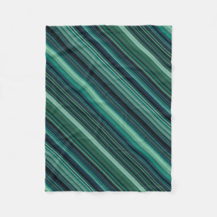 Aqua Blue and Teal Stripes Fleece Blanket