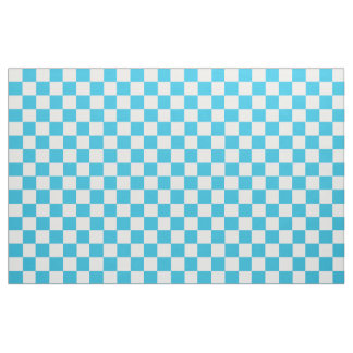 Aqua Blue And White Chequered Fabric