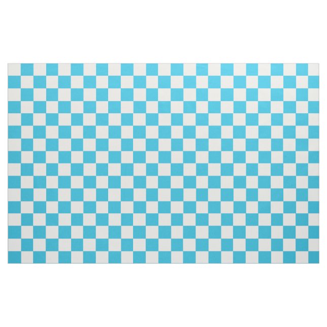 Aqua Blue And White Chequered Fabric (Fat Quarter)