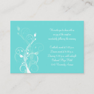 Aqua Blue and White Floral Enclosure Card