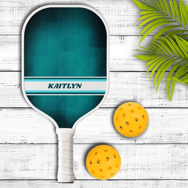 Aqua Blue and White Personalised Pickleball Paddle (Creator Uploaded)