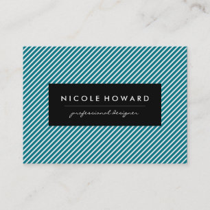 Aqua Blue and White Stripes Business Card