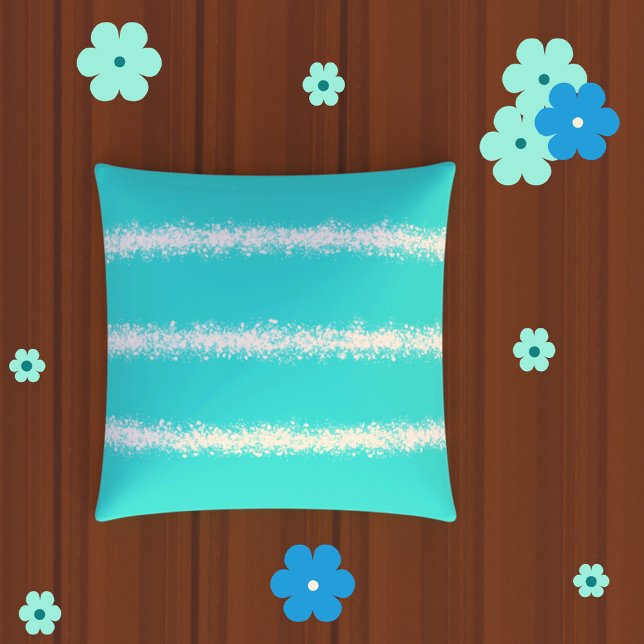 aqua blue and white stripes modern nautical cushion (Creator Uploaded)