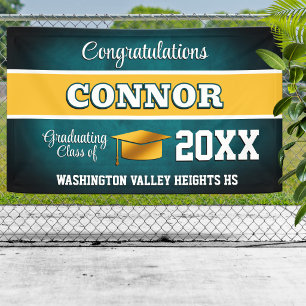 Aqua Blue and Yellow Graduation Party Banner