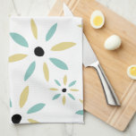 Aqua Blue And Yellow Mid Century Modern Flowers Tea Towel<br><div class="desc">This funky mid century modern kitchen towel features a pattern of abstract flowers in aqua blue and yellow. This will add that pop of colour to your kitchen decor.</div>
