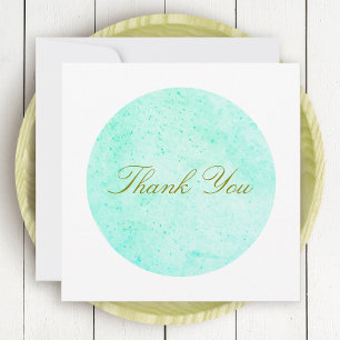 Aqua Blue Artistic Thank You Card