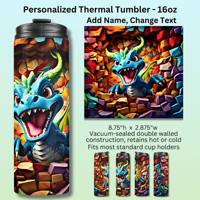 Aqua Blue Baby Dragon Breaking Through Thermal Tumbler (Creator Uploaded)