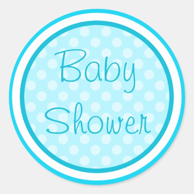 Aqua Blue Baby Shower Stickers (Front)
