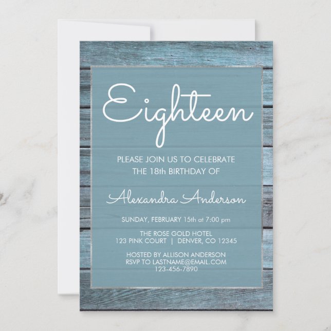Aqua Blue Beach House 18th Birthday Party Invitation (Front)