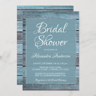 Aqua Blue Beach House Bridal Shower Invitation