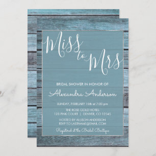 Aqua Blue Beach House Miss to Mrs Bridal Shower Invitation