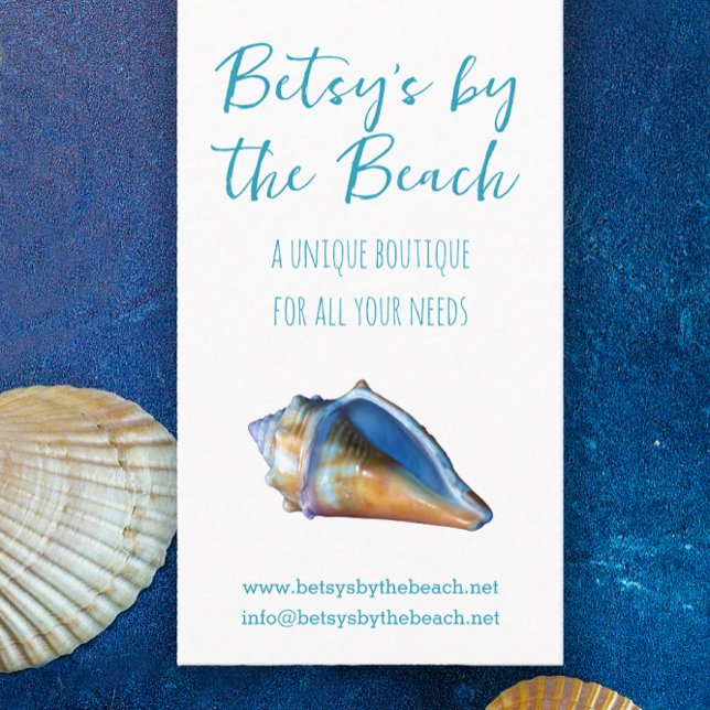 Aqua Blue Beach Themed  Business Card (It's a cute beach-themed card, great for boutiques at the beach.)
