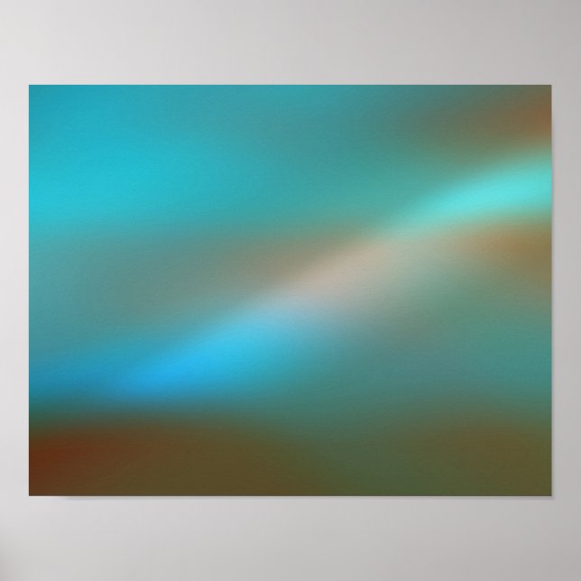 Aqua Blue & Brown Glow #1 Abstract Art Poster (Front)