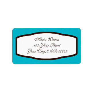 Aqua Blue Brown & White Return Address Labels