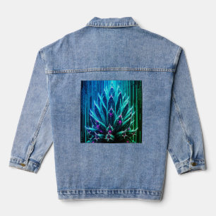 Aqua Blue Cactus Denim Jacket