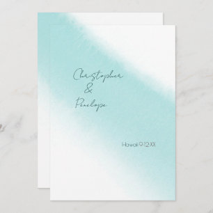 Aqua Blue Calligraphy Watercolor Save the Date  Invitation
