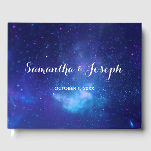 Aqua Blue Celestial Wedding Guest Book