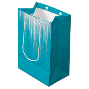Aqua Blue Christmas Icicles Medium Gift Bag