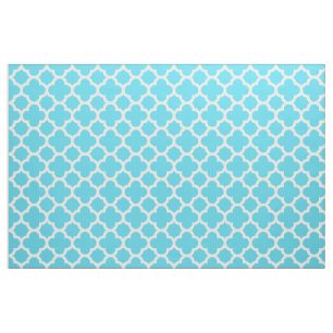 Aqua Blue Classic Quatrefoil Pattern Fabric