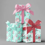 Aqua Blue Colourful pink Christmas Gingerbread Tre Wrapping Paper Sheet<br><div class="desc">This design may be personalised by choosing the Edit Design option. You may also transfer onto other items. Contact me at colorflowcreations@gmail.com or use the chat option at the top of the page if you wish to have this design on another product or need assistance. See more of my designs...</div>