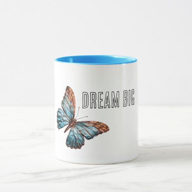 Aqua Blue Copper Butterfly Mug (Center)