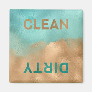 Aqua Blue Copper Foil Clean Dirty Dishwasher Magnet