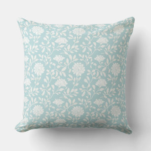 Aqua Blue Country Floral Throw Pillow