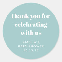 Aqua Blue Cute Custom Baby Shower Thank You