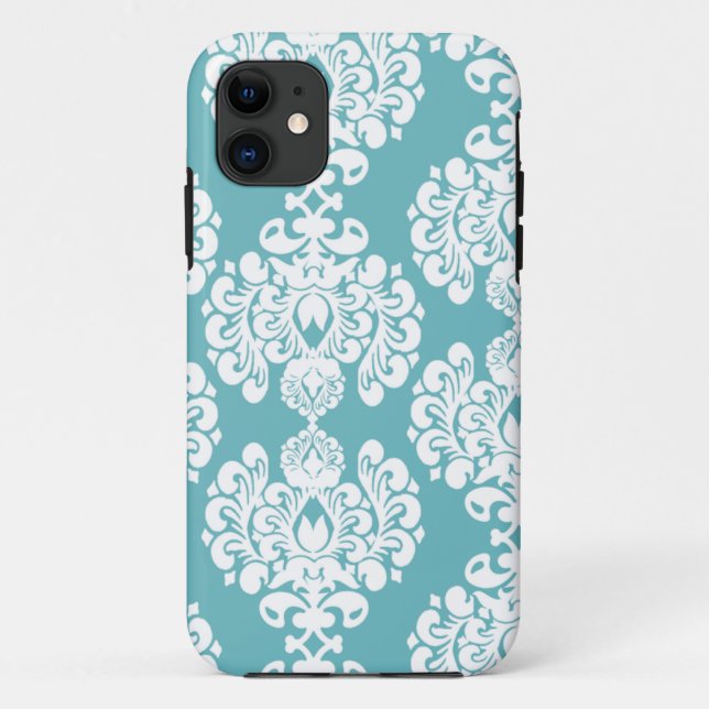 Aqua blue damask stylish pattern iphone 5 casemate Case-Mate iPhone case (Back)