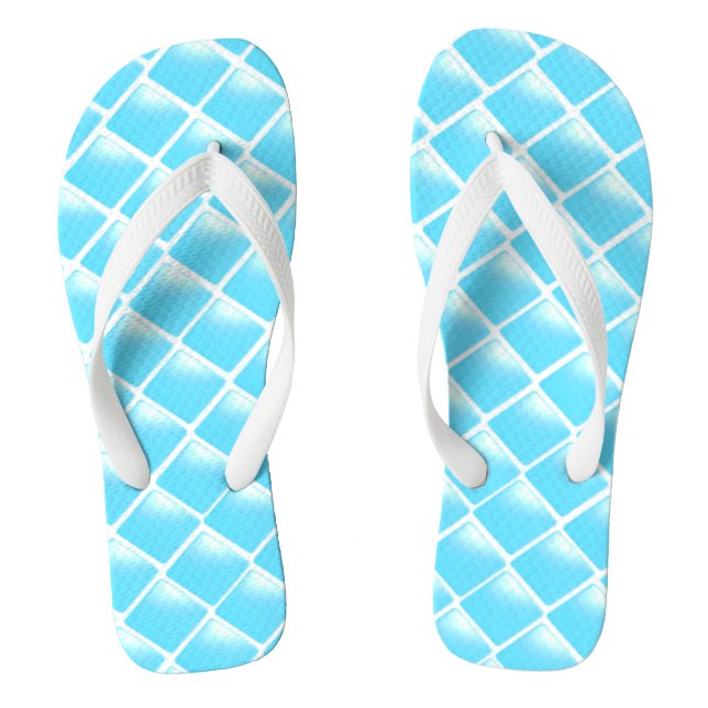 Aqua Blue Diamond Design Jandals (Footbed)