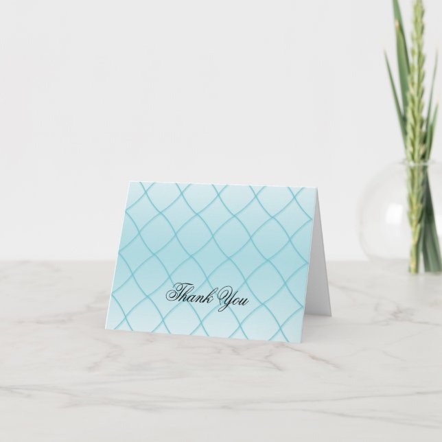 Aqua Blue Diamond Pattern Thank You Card (Front)