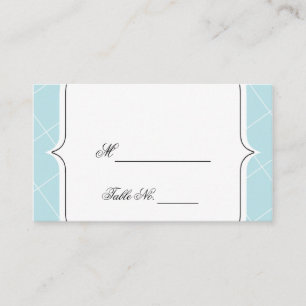 Aqua Blue Diamond Scallop Wedding Place Cards