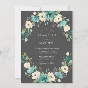 Aqua Blue Ethereal Winter Wedding Invitation