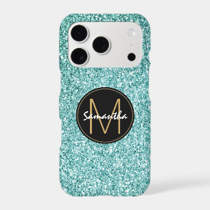 Aqua Blue Faux Glitter Name 