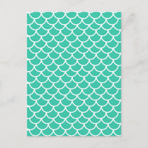 Aqua Blue Fish scale pattern Postcard