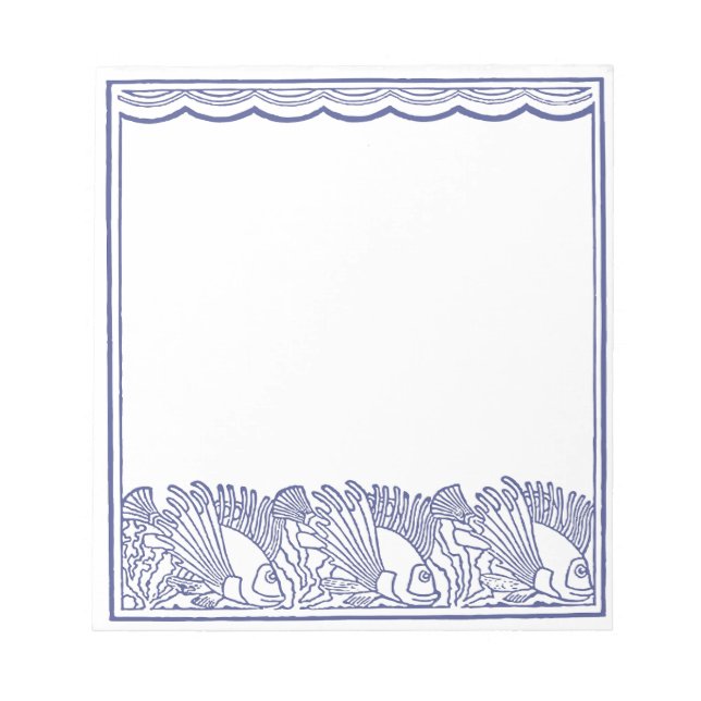 Aqua Blue Fishes Border Notepad (Front)