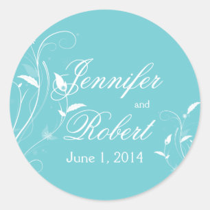 Aqua Blue Floral Filigree Envelope Seal