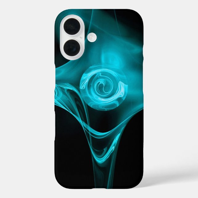AQUA BLUE FRACTAL ROSE Case-Mate iPhone CASE (Back)
