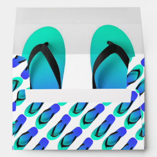 Aqua Blue Fun Flip Flops  Envelopes