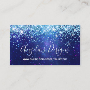 Aqua Blue Galaxy Glitter Online Store Business Card