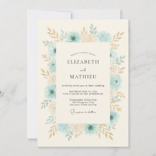 Aqua Blue Gentle Spring Wedding Invitation